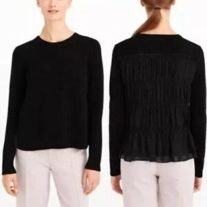 NWT CLUB MONACO BLACK RUCHED RUFFLED BACK SWEATER